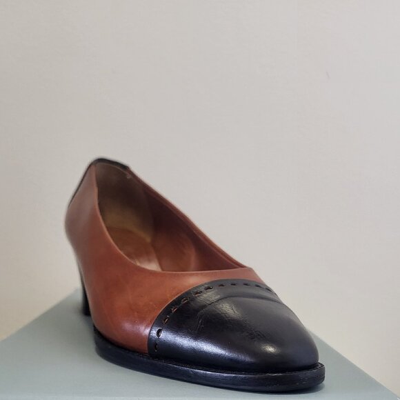 "BRUNO MAGLI "LEATHER, WOMEN'S HEELS (2" Pumps) - BLACK BROWN - Like New - Picture 1 of 14